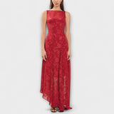 Opāls - Elegants Maxi Kleid ar Mežģīņu Rakstu