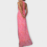 Seraphina - Elegants Maxi Kleit Halter Kaelusega ja V-kujulise Lõikega