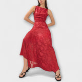 Opāls - Elegants Maxi Kleid ar Mežģīņu Rakstu
