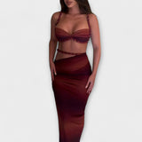 Jane - Stiilne gradientne kootud crop top ja overskirt duo