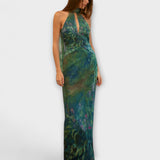 Maisie - Monet Iris Print Maxi Kleid