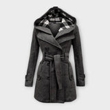 Evelyn | Elegantne mantel kapuutsiga ja vööga