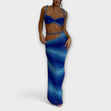 Jane - Stiilne gradientne kootud crop top ja overskirt duo