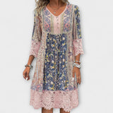 Casey - Boho kleit pitsiga ja vintage lillemustriga