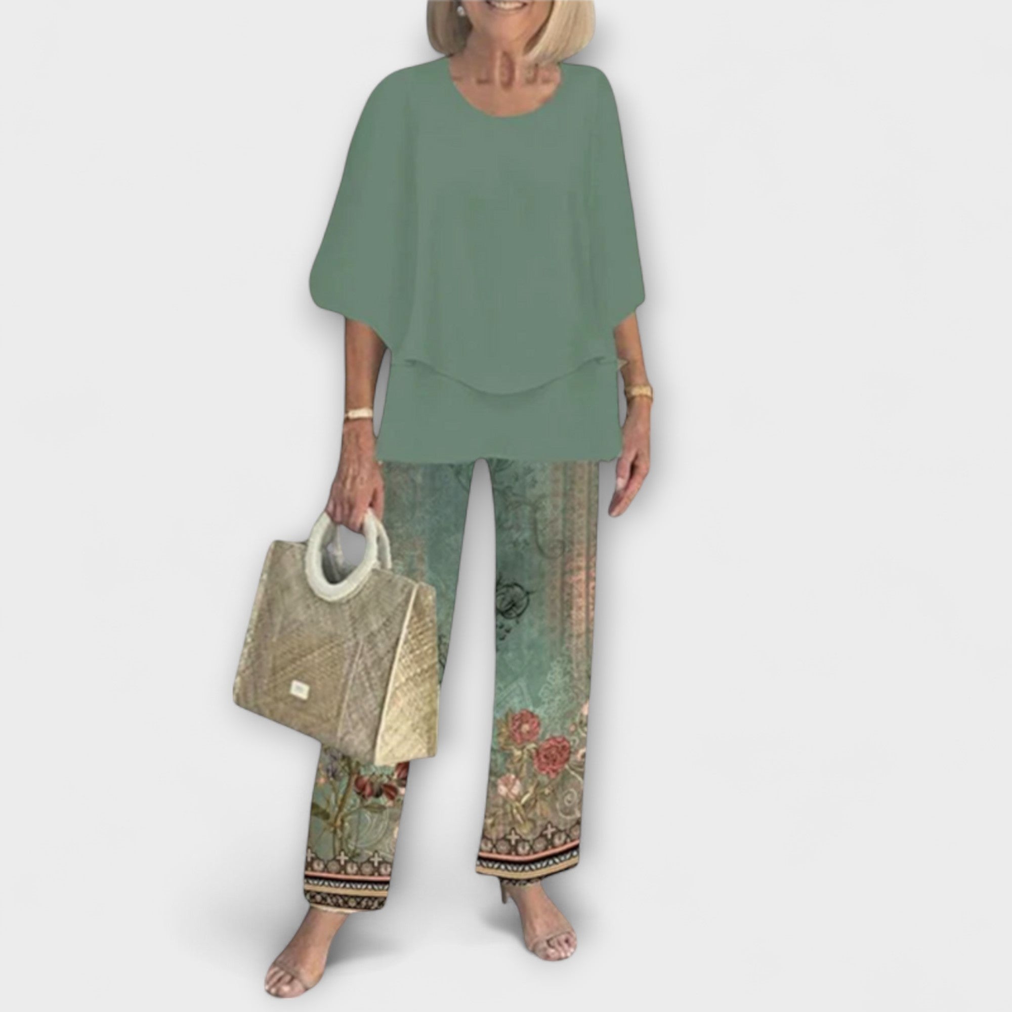 Rosamund - Moodne komplekt mugava pluusi ja pükstega