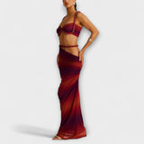 Jane - Stiilne gradientne kootud crop top ja overskirt duo