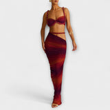 Jane - Stiilne gradientne kootud crop top ja overskirt duo