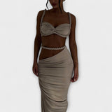 Jane - Stiilne gradientne kootud crop top ja overskirt duo