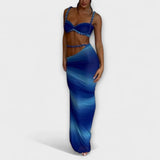Jane - Stiilne gradientne kootud crop top ja overskirt duo