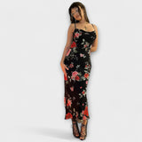 Kleit bodycon lillemustriga ja rihmadega
