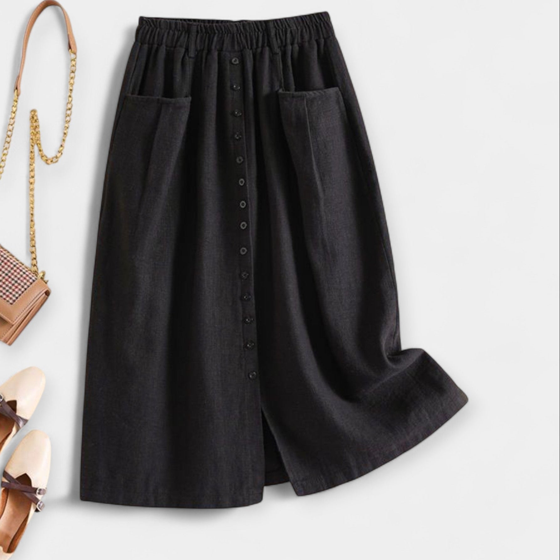Magdalēna Elegantne Midi Vintage Seelik Taskutega