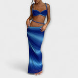 Jane - Stiilne gradientne kootud crop top ja overskirt duo