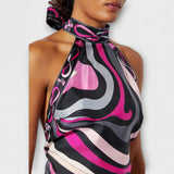 Everly - Sada halter topi ja asümmeetriline midi kleit