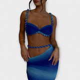 Jane - Stiilne gradientne kootud crop top ja overskirt duo