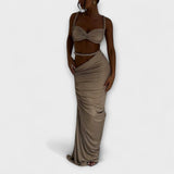 Jane - Stiilne gradientne kootud crop top ja overskirt duo