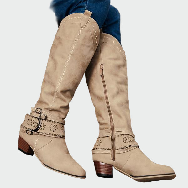 Retro nahast cowboy saapad