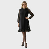 Vēra| Kleid tüllvarrukatega ja metalldetailidega
